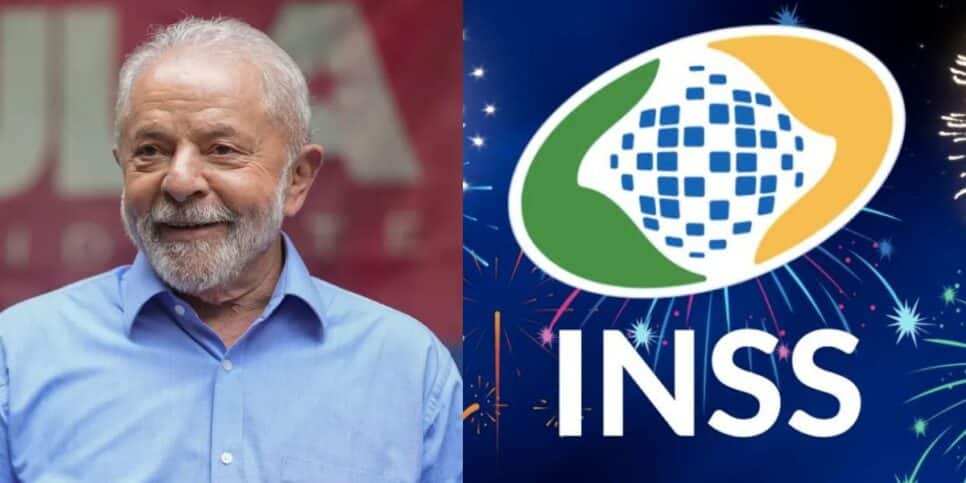 Lula, fogos de artifício e logo do INSS (Fotos: Reproduções / Andre Penner/AP / freepik / Internet)