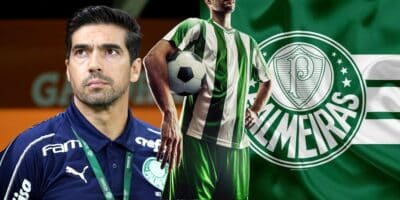 Palmeiras e Abel Ferreira com jogador - Foto Reprodução Internet