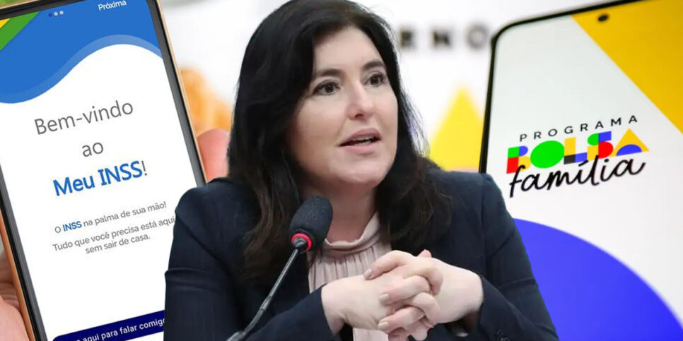 A ministra Simone Tebet - INSS e Bolsa Família (Foto: Reprodução, Montagem - TV Foco)