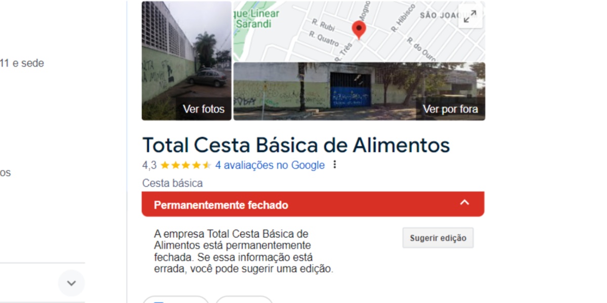 Status da empresa até então responsável pelo Arroz da marca Favorito (Foto: Reprodução / Google Maps)