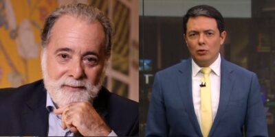 Tony Ramos e Alan Severiano no Jornal Hoje (Fotos: Reproduções / Manoella Mello / Globo)