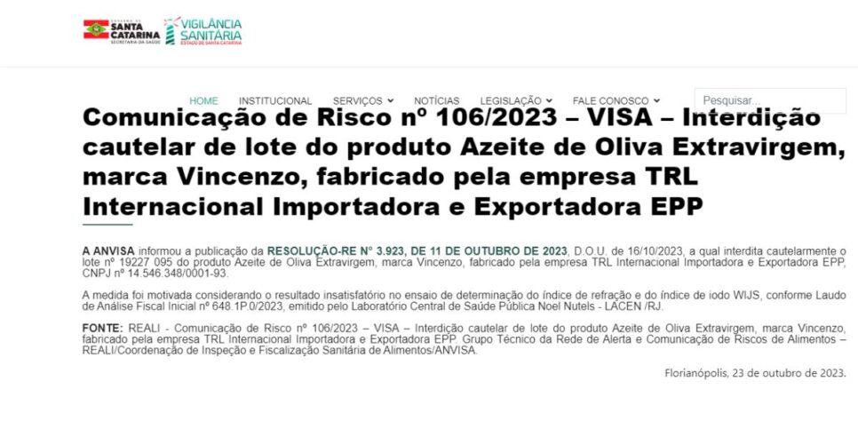 Vicenzo teve apenas 1 lote afetado pela proibição (Reprodução: Internet)