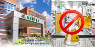 Fachada da Anvisa e azeites retirados dos mercados (Foto: Reprodução / Canva)