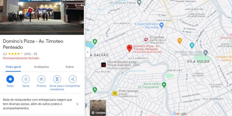 Domino's em Guarulhos fechada (Reprodução: Google Maps)
