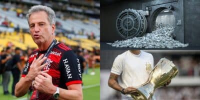 Landim quer maior craque do Santos para jogar no Flamengo (Reprodução: Montagem TV Foco)