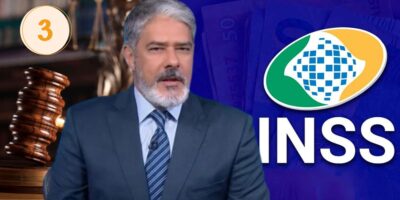 Nova lei, William Bonner e logo do INSS (Foto: Reprodução: Globo / Canva / Montagem TV Foco)