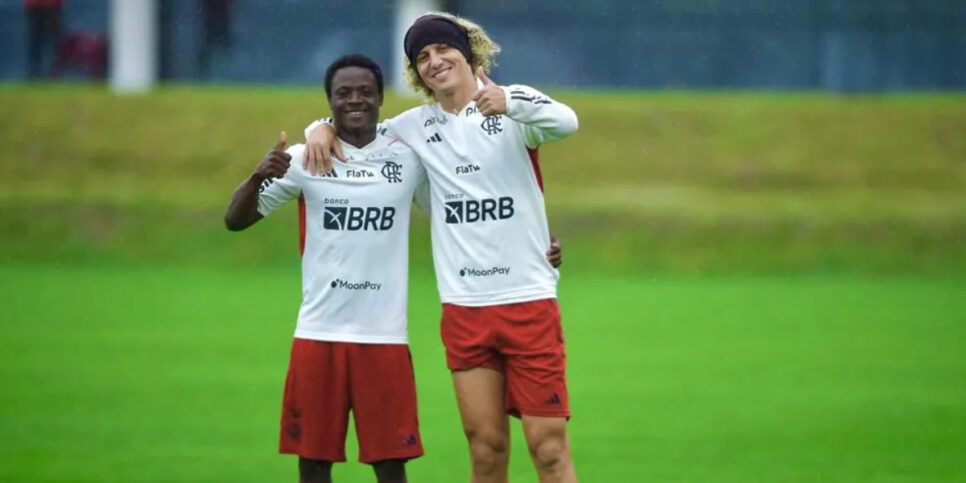 Shola e David Luiz no Flamengo (Foto: Divulgação)