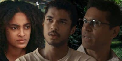 Teca, João Pedro e José Augusto em Renascer (Foto: Reprodução / Globo / Montagem TV Foco)