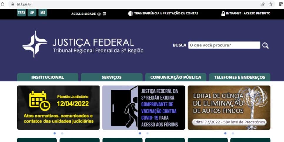 Acesse o site do TRF para conferir o valor e como sacar (Reprodução: Internet)