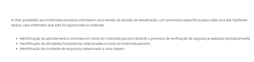 Comunicado da Uber sobre bloqueio dos motoristas - Foto: Internet