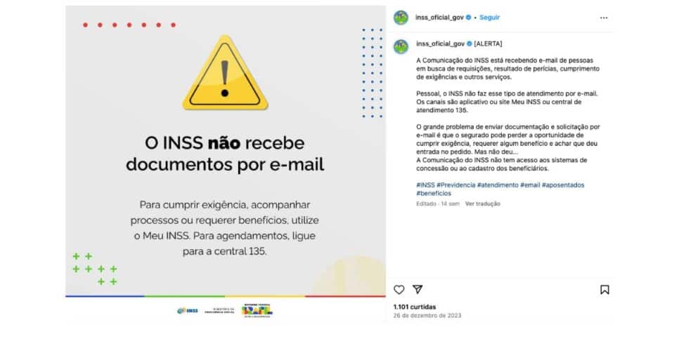 Alerta INSS (Foto: Reprodução / Instagram) 