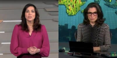 Ana Paula Araújo no Bom Dia Brasil e Renata Vasconcellos no Jornal Nacional (Fotos: Reproduções / Globo)