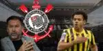 Augusto Melo, Romarinho e escudo do Corinthians (Foto - Montagem TV Foco). 