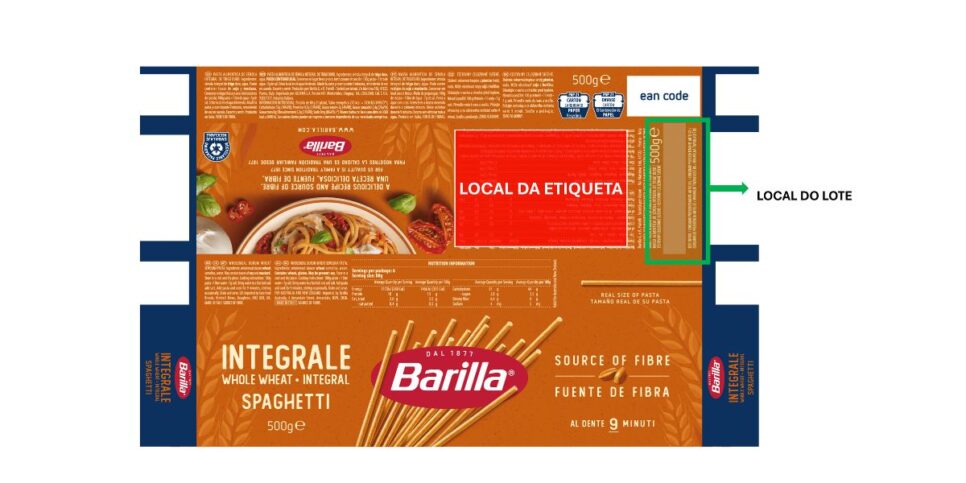 Como identificar o lote do produto (Foto: Reprodução / Site oficial Barilla)