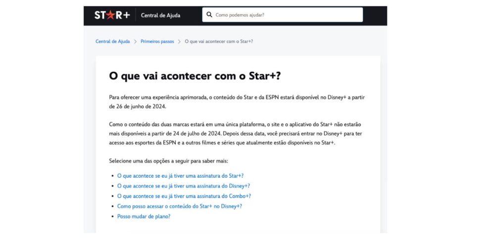 Comunicado Star+ (Foto: Reprodução / Site oficial)