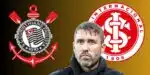 Coudet e escudos do Internacional e Corinthians  (Foto - Montagem TV Foco). 