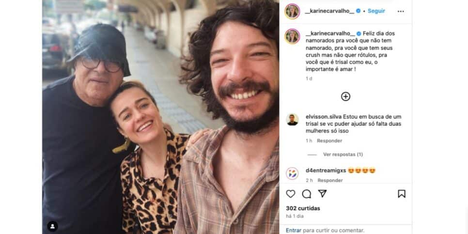 Declaração de Karine Carvalho (Foto: Reprodução / Instagram) 