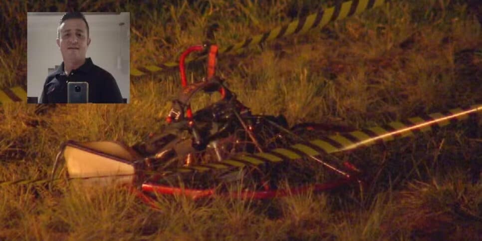 Homem morre em queda de paramotor em São José do Rio Preto (SP) — Foto- Reprodução:Facebook e Reprodução:TV TEM