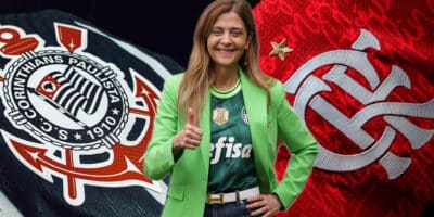 Leila Pereira, presidente do Palmeiras- Flamengo e Corinthians (Foto: Reprodução, Montagem - TV Foco)