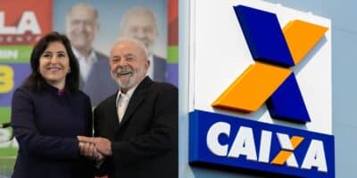 Lula e Tebet com logo da Caixa - Foto Reprodução Internet