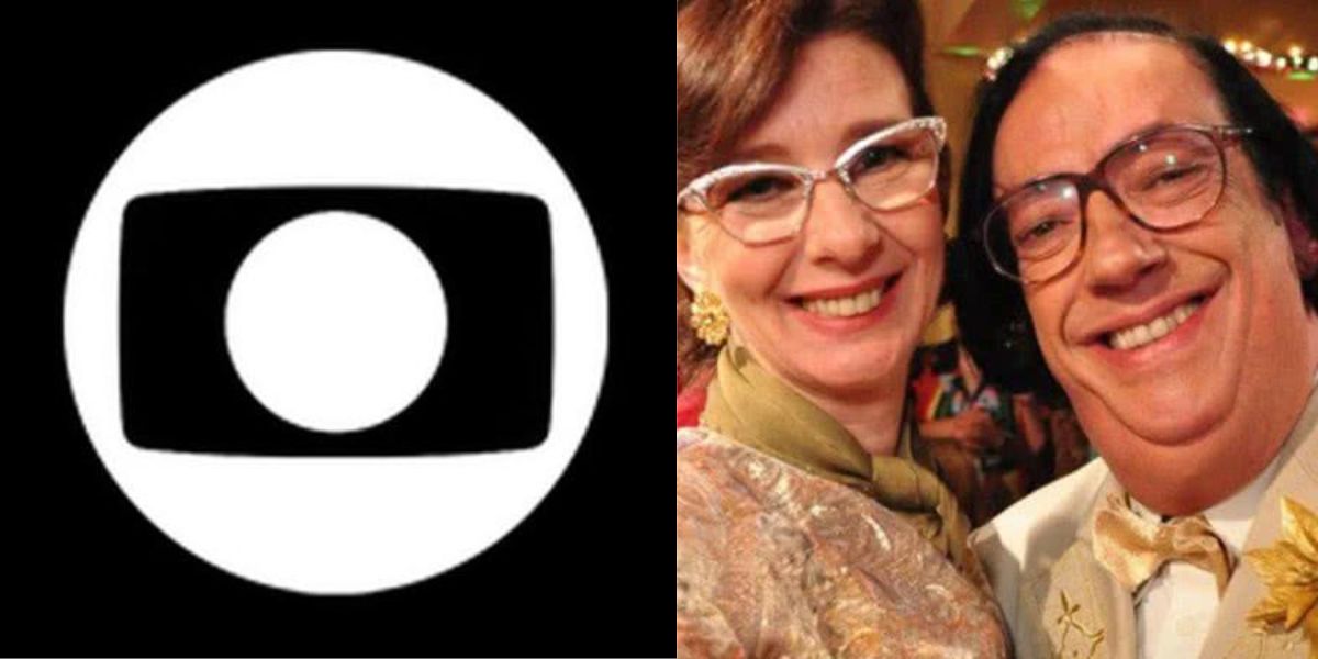 Márcia Manfredini ao lado de Marcos Oliveira / Logo da Globo preta - Montagem: TVFOCO