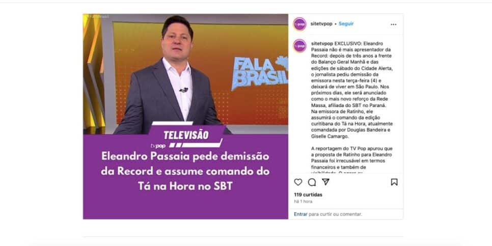 Notícia sobre Eleandro Passaia (Foto: Reprodução / Instagram)