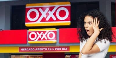 Oxxo e mulher chocada (Fotos: Reproduções / Instagram / Canva)