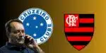 Pedrinho BH e escudos do Cruzeiro  e Flamengo   (Foto - Montagem TV Foco).