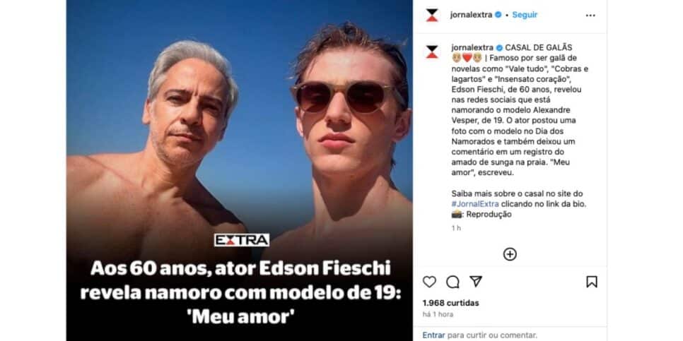 Publicação Edson Fieschi e Alexandre Vesper (Foto: Reprodução / Instagram) 