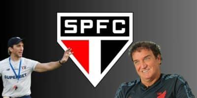 Zubeldía, Cuca e escudo do São Paulo  (Foto - Montagem TV foco).