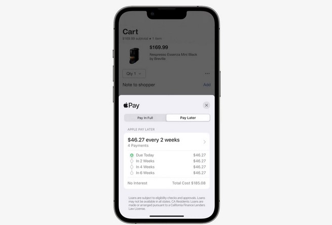 Apple Pay Later oferecia parcelamento em quatro vezes (Foto: Reprodução / Apple)