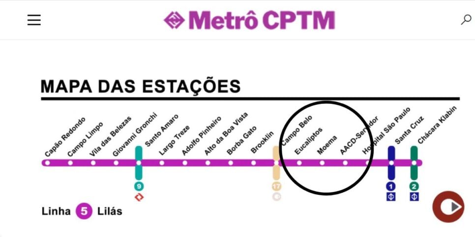 Moema se tornou uma estação da Linha 5- Lilás (Reprodução: Internet)