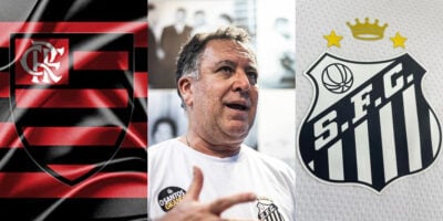 Flamengo, Marcelo Teixeira e escudo do Santos (Foto: Divulgação)