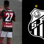 Gabigol, Bruno Henrique e logo do Santos (Foto: Divulgação)