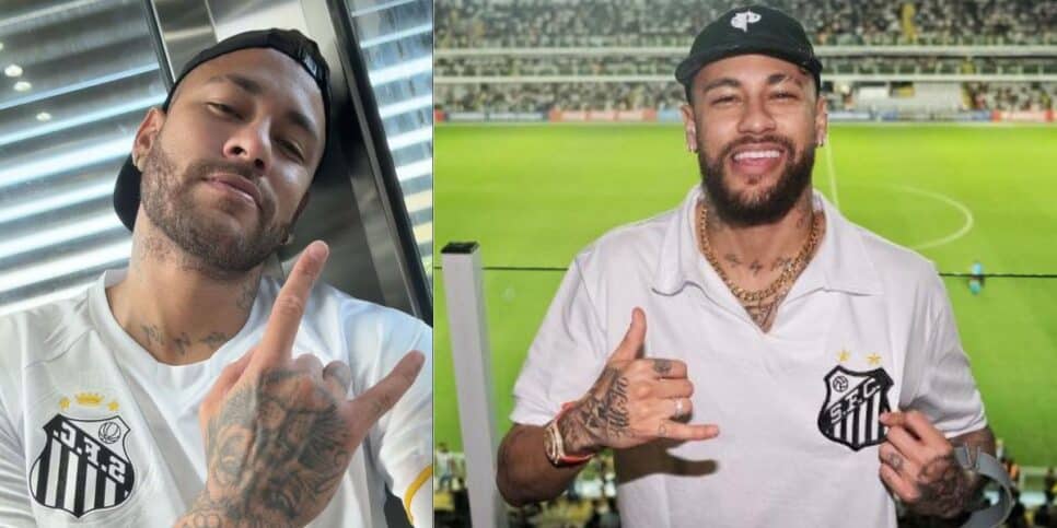 Neymar torce para o Santos e acompanhou algumas partidas do time no Paulistão (Reprodução: Instagram)