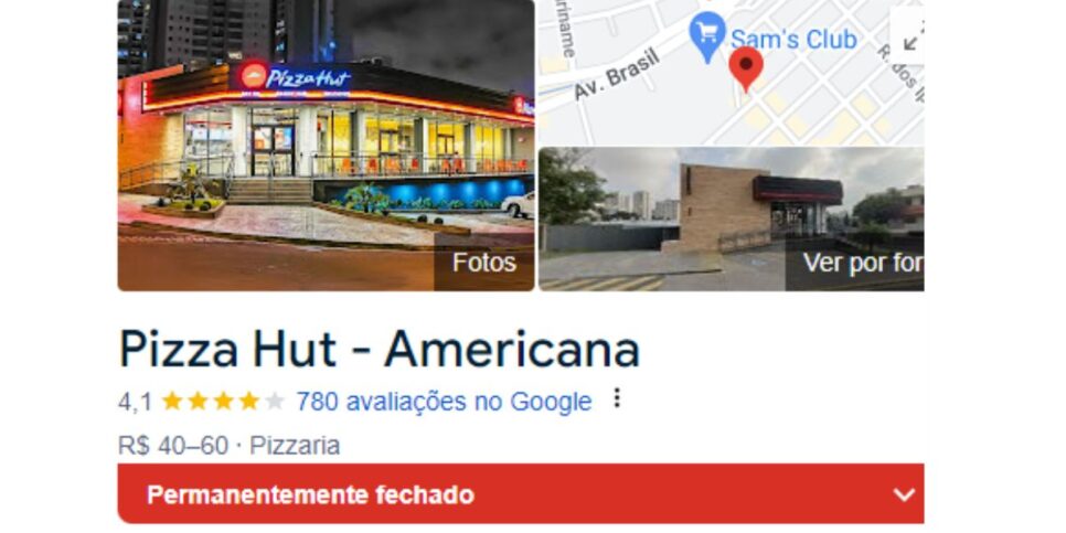 O local aparece como fechada permanentemente (Reprodução: Google Maps)