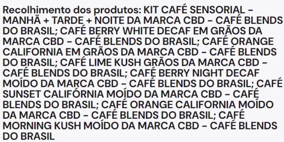 Lista de cafés proibidos pela Anvisa (Reprodução: Anvisa)