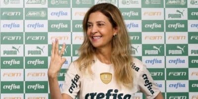 A presidente Leila Pereira, da SE Palmeiras, concede entrevista coletiva, na Academia de Futebol, em São Paulo-SP. (Foto- Fabio Menotti)