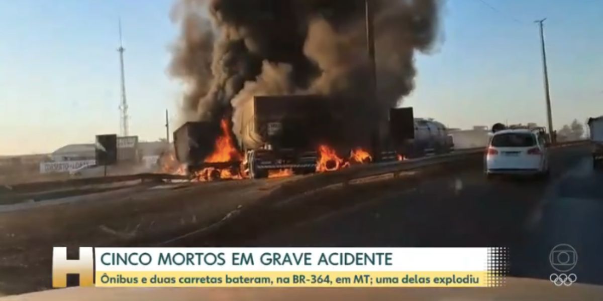 Acidente em rodovia (Foto: Reprodução / Globo)