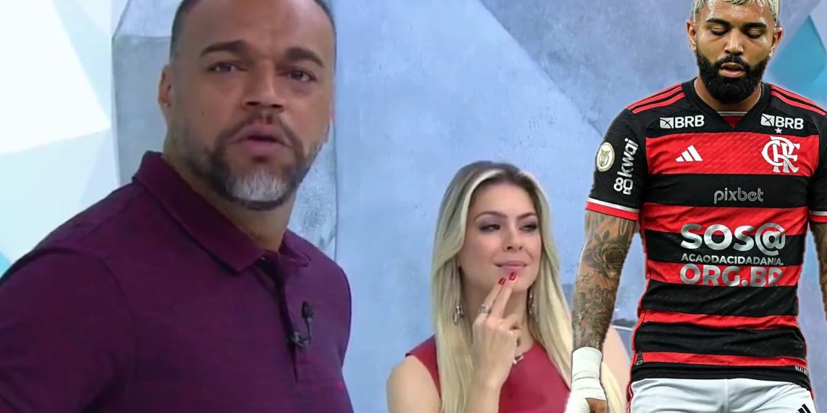 Denílson e Renata Fan no Jogo Aberto - Gabigol no Flamengo (Foto: Reprodução, Montagem - TV Foco)