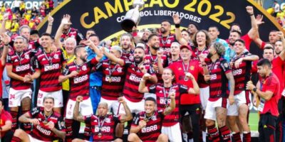 Equipe do Flamengo campeã da Libertadores de 2022 ( Foto - Arthur MirandaPera Photo PressEstadão Conteúdo)