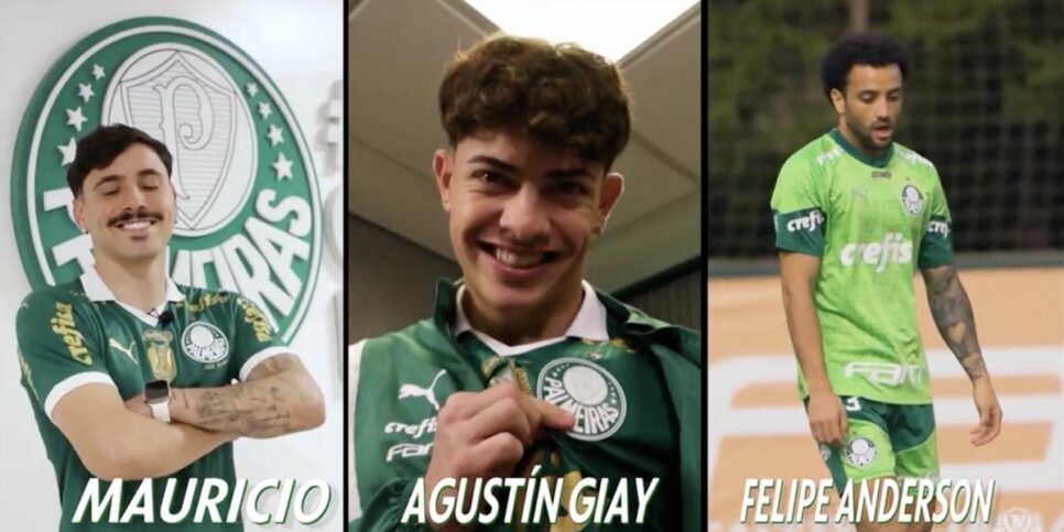 Giay, Felipe Anderson e Mauricio estão integrados ao elenco do Palmeiras (Foto: Reprodução - Globo Esporte) 