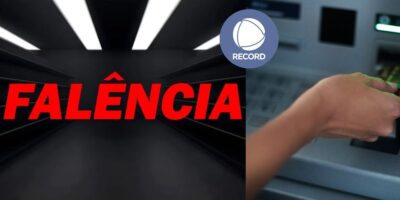 Ilustração falência e banco, e logo da Record (Fotos: Reproduções / Canva / Internet)