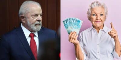 Lula e idosa segurando notas de cem reais (Fotos: Reproduções / Fátima Meira / Canva)