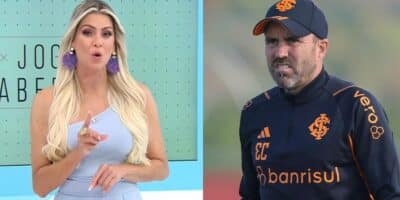 Renata Fan no Jogo Aberto - Coudet no Internacional (Foto: Reprodução, Montagem - TV Foco)