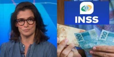 Renata Vasconcellos Jornal Nacional - INSS (Foto: Reprodução, Montagem - TV Foco)