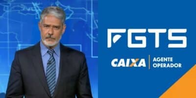 William Bonner no Jornal Nacional e FGTS Caixa (Reprodução - Internet)