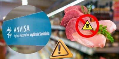 Logo da Anvisa e carne e frango barrados nos supermercados (Foto: Reprodução / Canva / Montagem TV Foco)