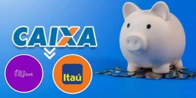 Caixa, Nubank, Itaú e conta poupança (Foto: Reprodução / Canva / Montagem TV Foco)