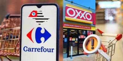 Carrefour, Oxxo e varejista (Foto: Reprodução / Canva / Montagem TV Foco)